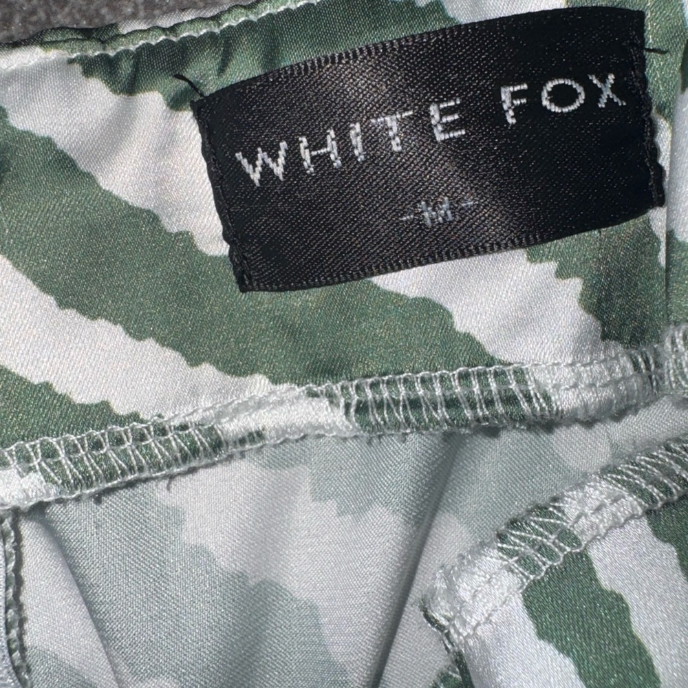 White Fox Boutique Green and White Zebra Print Wide Leg Pants - Picture 2 of 4